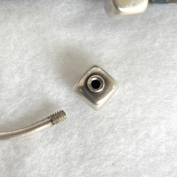 Sterling Silver 925 Modernist Style Square Capped Charm Cuff Bracelet Size 7" - Picture 5 of 16